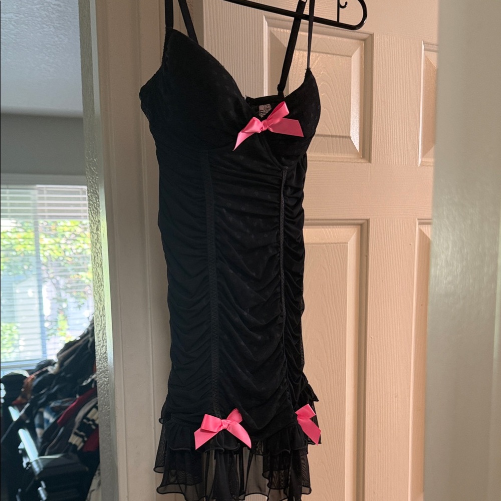 Victoria's Secret Black Mini Dress with Pink Bows